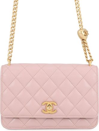 Chanel Pink Grained Calfskin Chain/Shoulder Wallet (Pre-Owned)