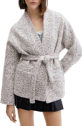 Mango Tie Waist Coat in Grey at Nordstrom, Size Small