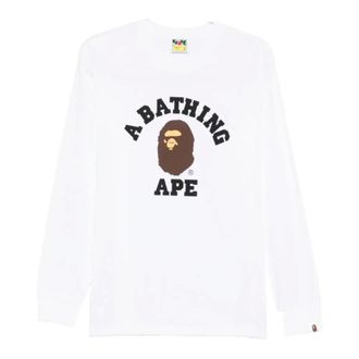A Bathing Ape College T-shirt - male - A BATHING APE - Long Sleeve T-Shirts - White - 2XL - Tops