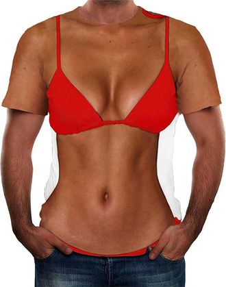 Generic Smart 11D Printing Tees Mens Bikini Women Printed Clothes Crew-Neck Short Sleeve T-Shirts Fun Graphic Pattern Progress Creative Custume Shirt Summer B