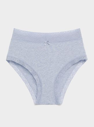 Miiyu Womens Lace trim high-waist bikini panty Organic cotton