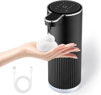 OEM Dispensador Autom&aacute;tico Jab&oacute;n Espumoso, Dispensador El&eacute;ctrico Jab&oacute;n Manos Ajustable 4 Etapas Espuma, Carga Contacto, 383 Ml (13.5 Oz), Color Negro