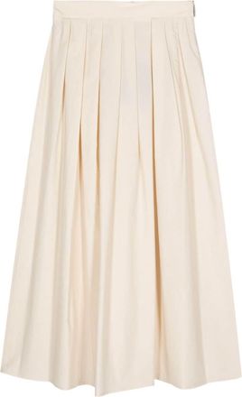 Moorer Ryanne-WFC pleated midi skrt - women - Cotton/Linen/Flax - 44 - Neutrals