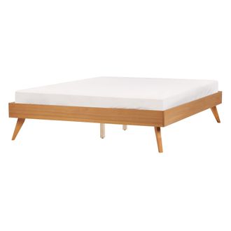 Beliani Cama Moderna Con Somier De Listones De Mdf 140 X 200 Cm Madera De Fresno Natural Berric