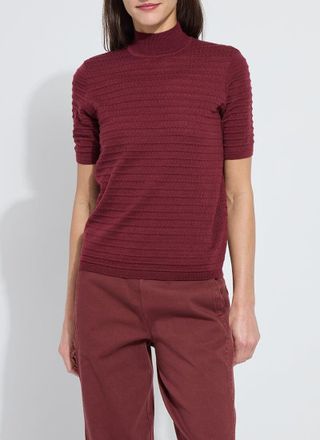 Lyss&eacute; Lottie Smocked Mock Short Sleeve Sweater