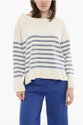 Woolrich Lightweight Cotton Crewneck Top With Stripe Details size L