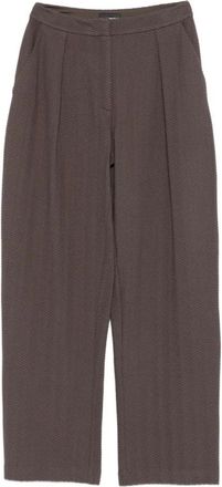 Emporio Armani Duifgrijs Chevron Broek Rechte Pijp - Dames - Wijde Broeken - Bruin - 2XS - Broeken