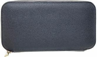Valextra Charcoal Gray Leather Coin Purse/Coin Case (Pre-Owned)