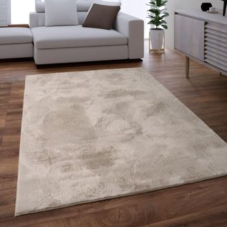 Paco Home Paco Home - Alfombra Salon Pelo Largo Se Puede Lavar En La Lavadora Suave Felpa Beige &Oslash; 200 Cm Redondo