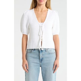 Splendid Tie Front Sweater in White at Nordstrom Rack, Size X-Small