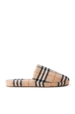 Burberry Checked Virgin Wool-Blend Slippers