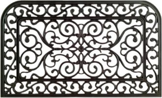 Imports Decor Monarch Wrought Iron Rubber Door Mat, Non-Slip Indoor Outdoor Entryway Mat, Natural & Recycled Rubber, Durable & Moisture Resistant