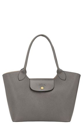 Longchamp &Eacute;pure Leather Shoulder Tote in Turtledove at Nordstrom
