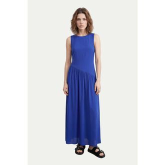 Warehouse Dropped Waist Chiffon Tiered Maxi Dress in Cobalt at Nordstrom, Size 10