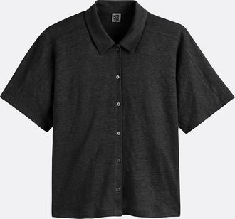 La Redoute Collections T-shirt in linnen met polokraag, korte mouwen