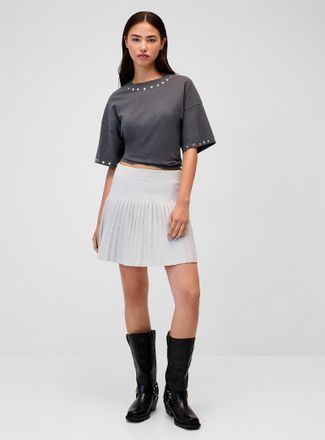 Twik Womens Knitted pleating skater skirt