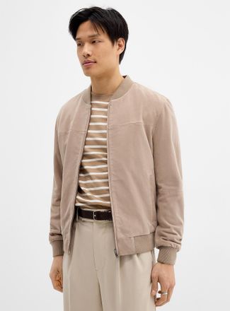 Profuomo Mens Genuine suede minimalist bomber jacket