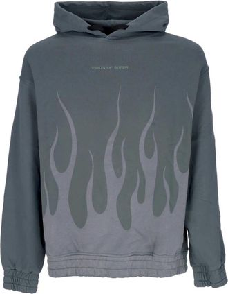 Vision Of Super Flames Hoodie Groen Heren - Heren - Hoodies - Groen - S - Katoen - Hoodies & sweatvesten