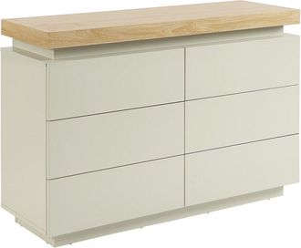 Vente-Unique Com&ograve; 6 cassetti con LED in MDF laccato Naturale e Beige - HALO
