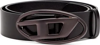 Diesel 3.9cm leather belt with metallic Oval D buckle - Belts - Unisex - Black