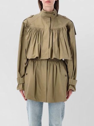 Chlo&eacute; short trench parka puff sleeves waist detail
