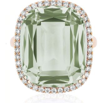 Goshwara Gossip Cushion Cut Blue Topaz & Diamond Cocktail Ring in Prasiolite at Nordstrom, Size 7