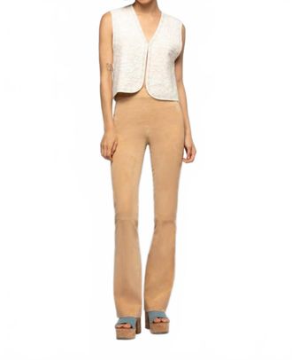 Max & Moi Beyina Flare Suede Pants In Camel