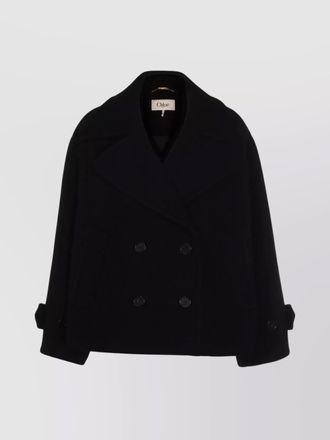 Chlo&eacute; lapel double-breasted coat buttoned cuffs