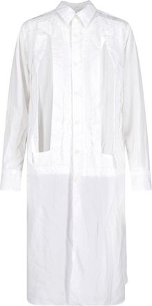Comme Des Gar&ccedil;ons White Pleated Detail Shirt-Style Dress
