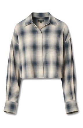 Rag & Bone Marin Plaid Crop Button-Up Shirt in Navy Plaid at Nordstrom Rack, Size X-Small