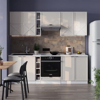 Vicco Mueble De Cocina Fame-line, Gris/beige/blanco, 235 Cm, Et Antracita, Vicco