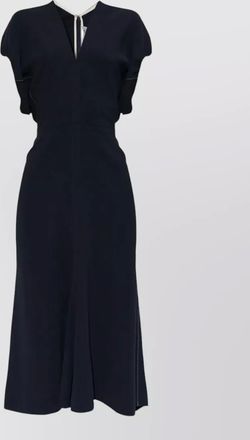 Victoria Beckham v-neck midi dress blouson detail