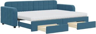 vidaXL Vidaxl - Sof&aacute; Cama Nido Con Cajones Terciopelo Azul 80x200 Cm