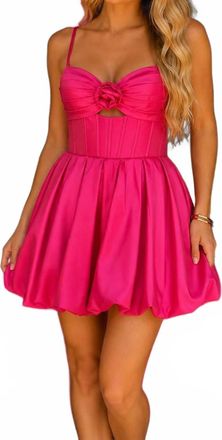 Jovani Allie Satin Bubble Hem Mini Dress In Fuchsia