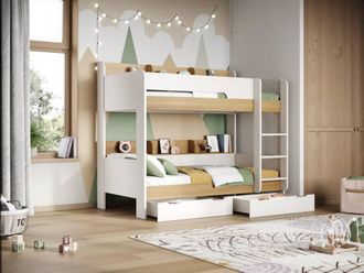 Flair Eddie Storage Bunk Bed in Light Oak | Size: Single