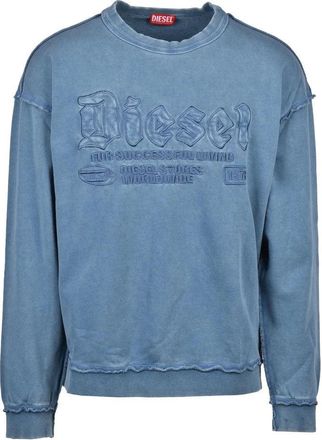 Diesel Blue Cotton Mens Raised Logo Sweatshirt