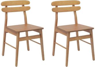 vidaXL Silla De Comedor 2 Pcs Natural Madera De Caucho S&oacute;lido Vidaxl