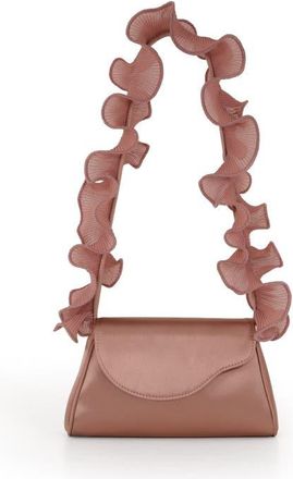 Badgley Mischka Sophia Ruffle Me Pouch Clutch in English Rose at Nordstrom, Size Small