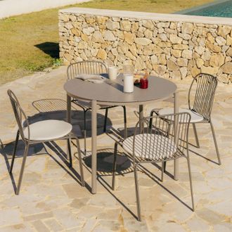 Sklum Set De Mesa Redonda &Oslash;110 Cm En Aluminio Elton Y 4 Sillas De Jard&iacute;n En Acero Anerina Sklum