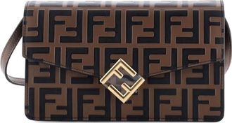 Fendi FF Diamonds Wallet on Chain FF Embossed Leather shoulder bag - Bruin