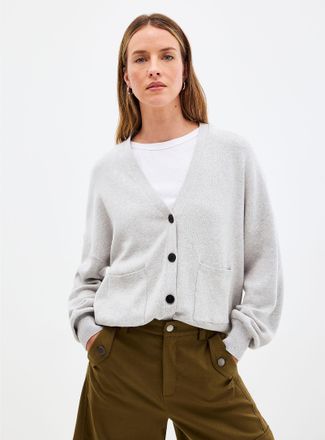 Contemporaine Womens Square V-neck pure cotton Cardigan Sweater
