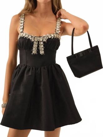 For Love & Lemons Womens Emalie Taffeta Mini Dress In Black