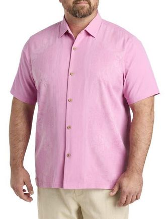 Tommy Bahama Big & Tall Bali Border Camp Shirt in Pink Peony at Nordstrom, Size 3X Big