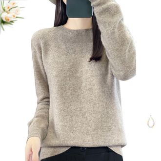 Generic 2026 New Cashmere Sweaters for Women Cashmere Crew Neck Long Sleeve Soft Pullover Sweater Womens Cowl Neck Sweater (Camel,M)