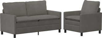 vidaXL Juego De Sof&aacute; 2 Uds. Gris Claro Tela Vidaxl