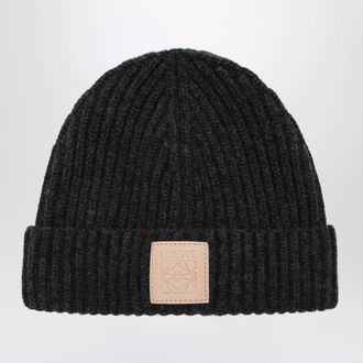 Loewe Black ribbed cashmere beanie