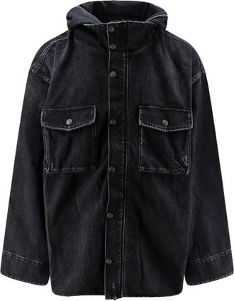 Balenciaga Jassen, Heren, Zwart, M, Denim, Hooded Denim Jacket