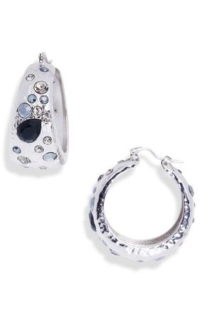 Oscar De La Renta Mixed Crystal Hoop Earrings in Black Diamond at Nordstrom