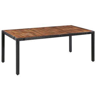 Berkfield Home 9 Piece Outdoor Dining Set Poly Rattan & Acacia Wood Black