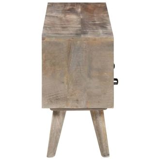 Berkfield Home TV Cabinet Grey 130x35x51 cm Solid Rough Mango Wood | Size: 130 x 35 x 51 cm